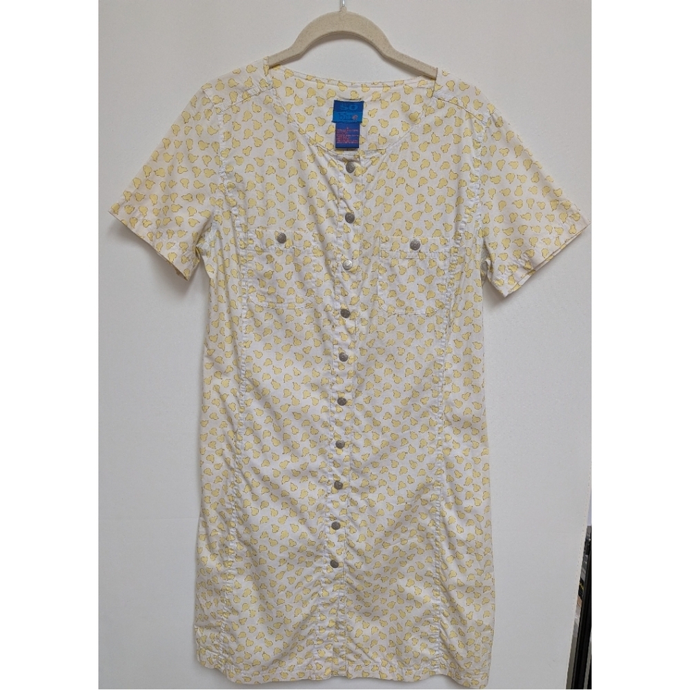 VTG So Blue Pear Fruit Print 100% Cotton Short Sleeve Shift Dress Size 6